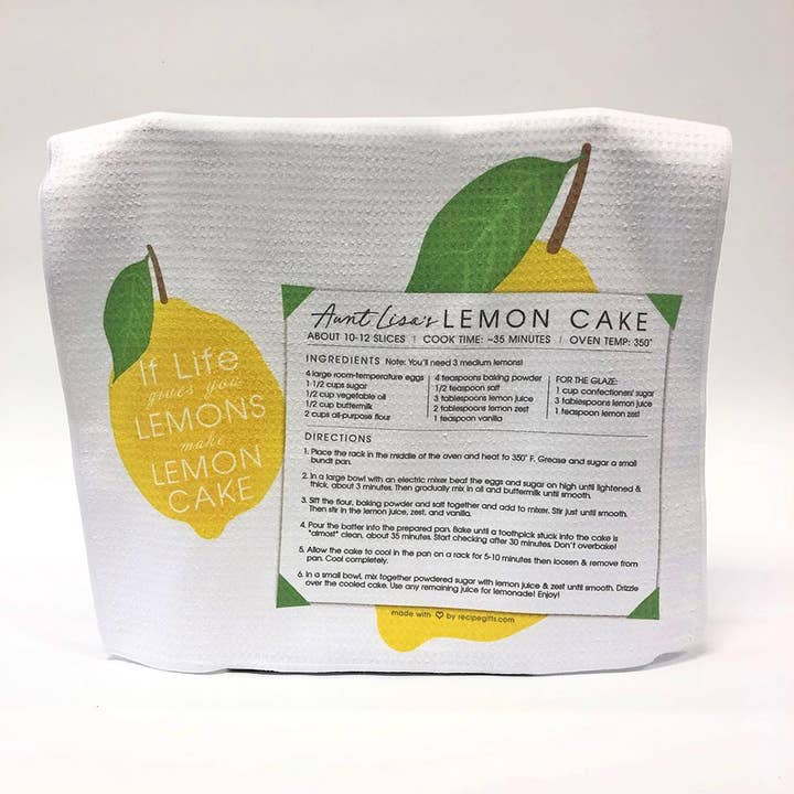 Aunt Lisa's Lemon Squeeze Cake Recipe Towel for wholesale by Aunt Lisa's Recipe Gifts