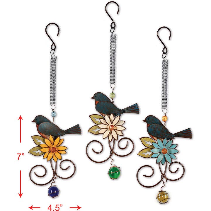 Bluebird Bouncy 3 Asst Ornament für den Großhandel von Sunset Vista Designs