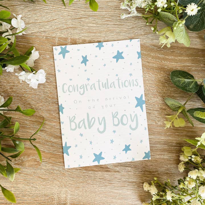 New baby boy Greeting card for wholesale by Stottella Design