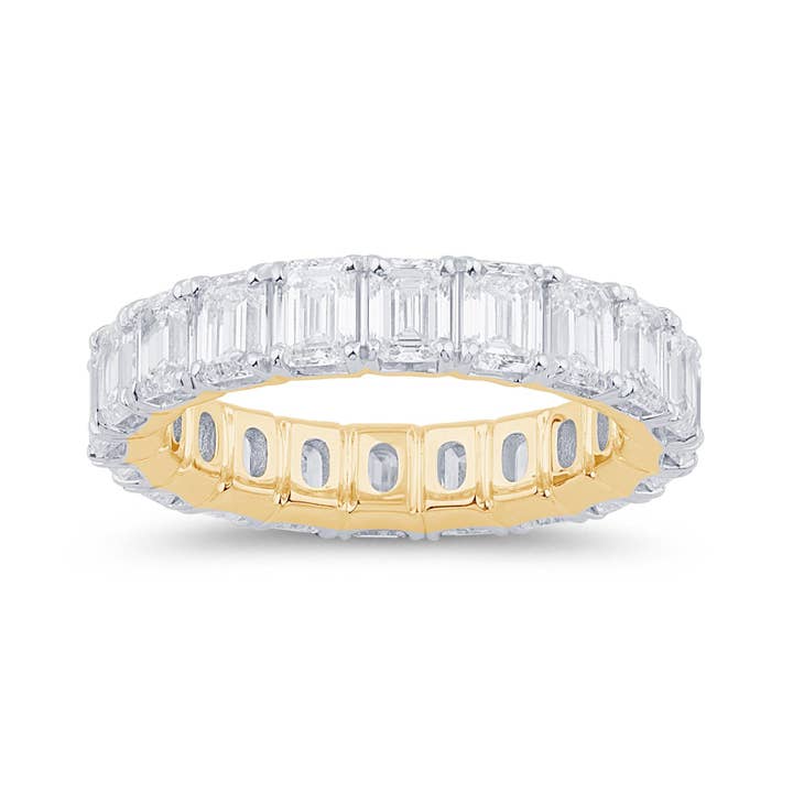 Certificeret 5,00 ct Vs smaragdslibede laboratoriediamant ring i 14 karat guld for engroshandel hos White Rock