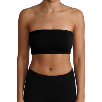 ITZON Woman`s Bandeau Bra Top (One Size, Black) at  Women's Clothing  store