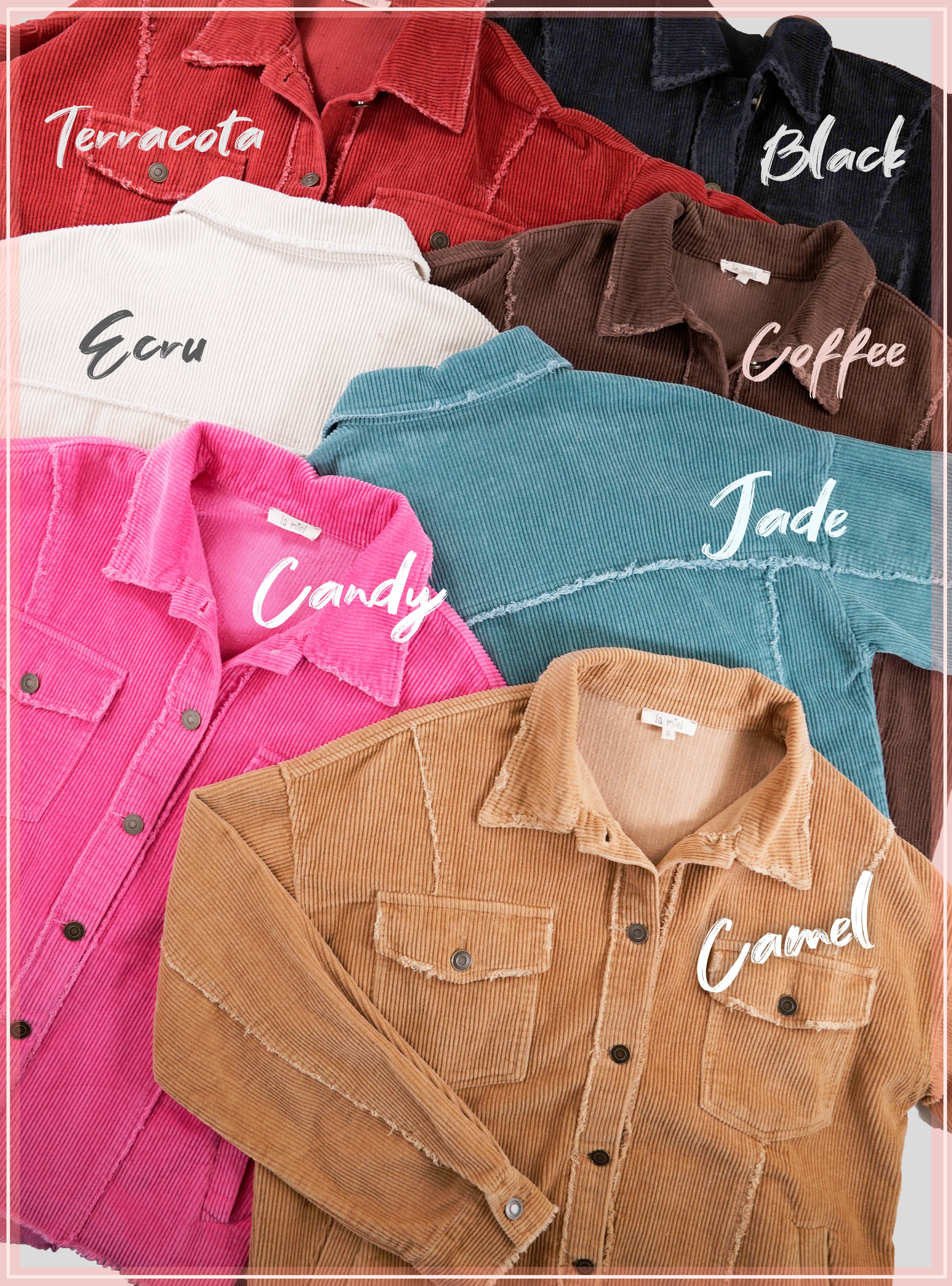 La Miel - Vente Veste – femme - Veste surdimensionnée en velours côtelé lavé avec boutons - JKT178213