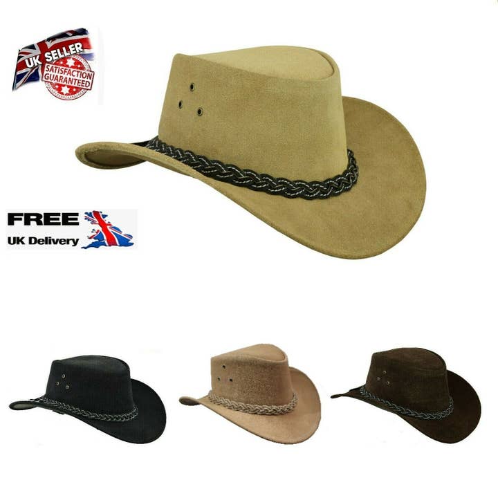 Australian Western Style Bush Cowboy Real Leather Hat With for wholesale by Lesa collection