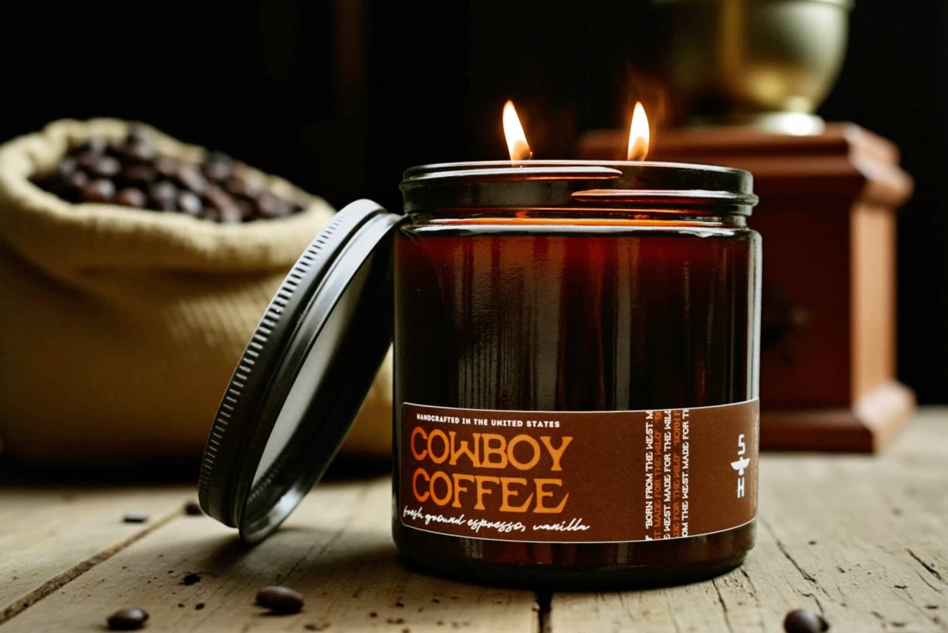 Seventh House Candle - Vente Bougie en bocal - COWBOY COFFEE - Bougie espresso et vanille
