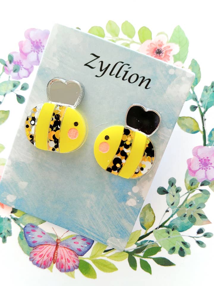Pendientes de plata de ley Little Bee Studs para venta al por mayor de Zyllion