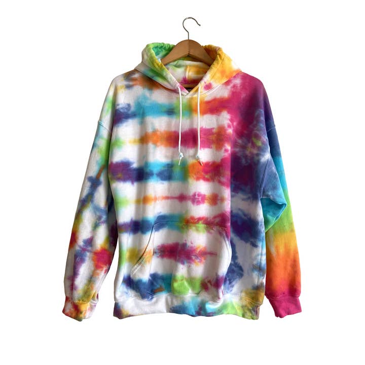 TJ Indigo Clothing Co. - Wholesale Hoodie - Unisex - Unisex Hand Dyed Rainbow Tie Dye Hoodie
