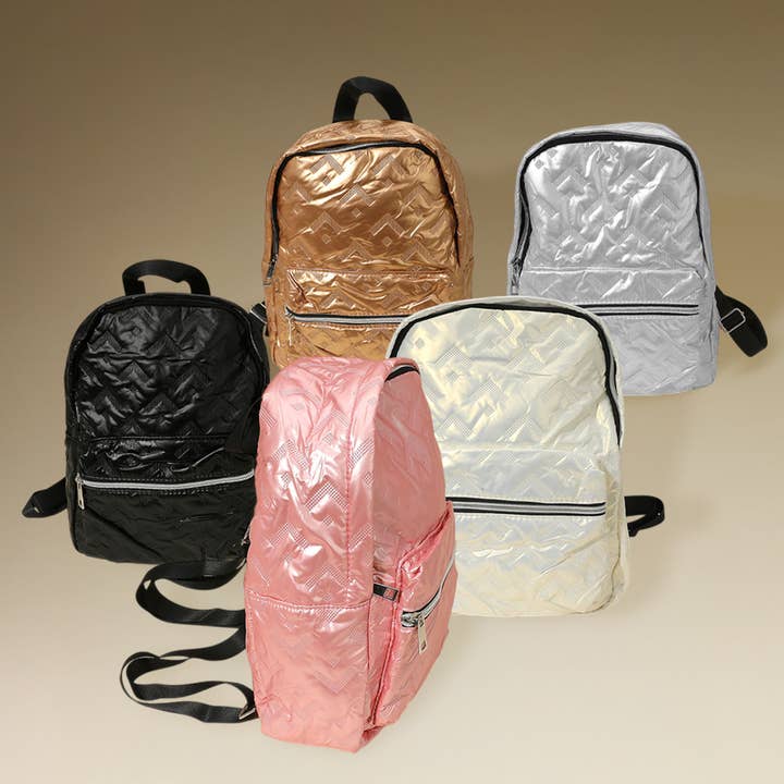 Sensibling Corp. - Wholesale Backpack - Women's - Shiny Quilted Everyday Backpack Bag13