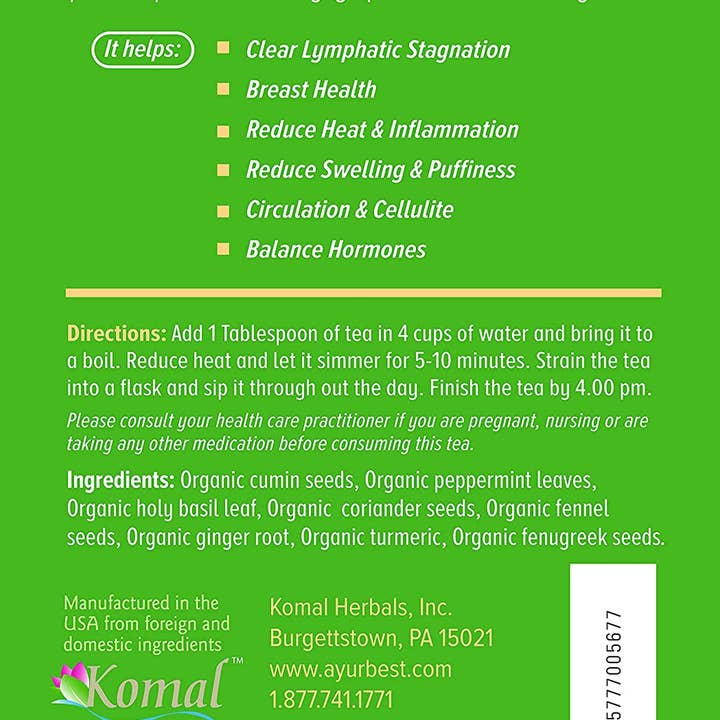 Komal Herbals, Inc - Wholesale Health/Detox Tea - Lymph Herbal Tea, Organic Organic 8oz (227g)1