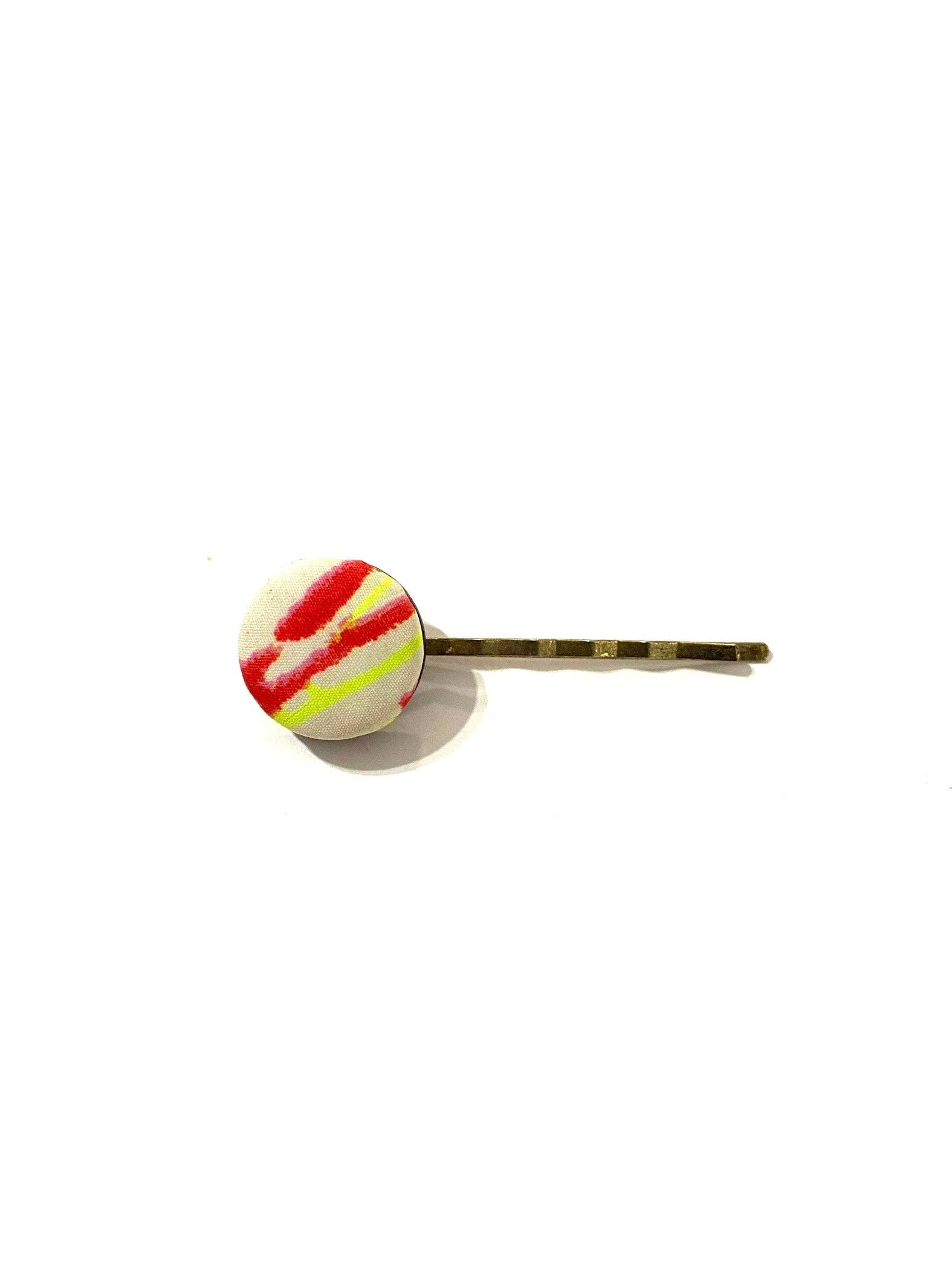Botón de Azúcar - Wholesale Lapel Pin/Button - Silver Tone- Coral and Neon0