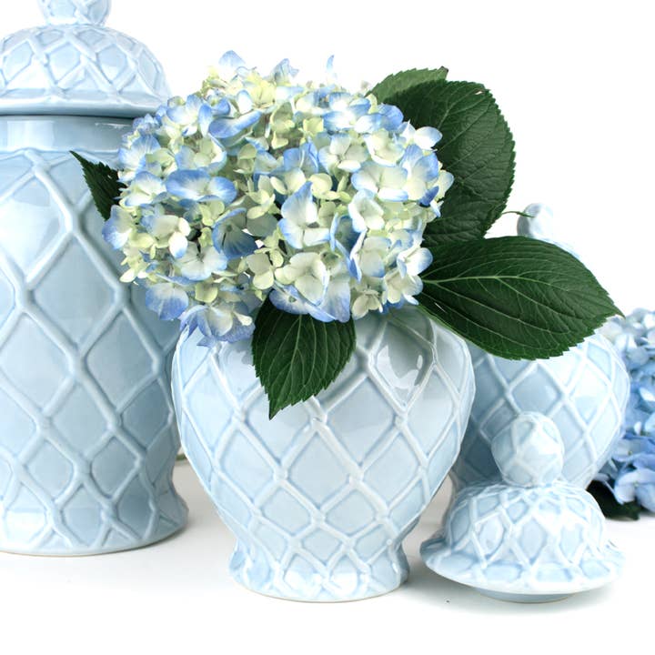 8 Oak Lane - Wholesale Decorative Jar - Light Blue Textured Ginger Jar - Extra Large