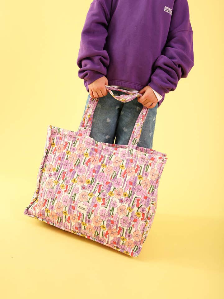 Lilac floral tote for wholesale by Maison Augustin