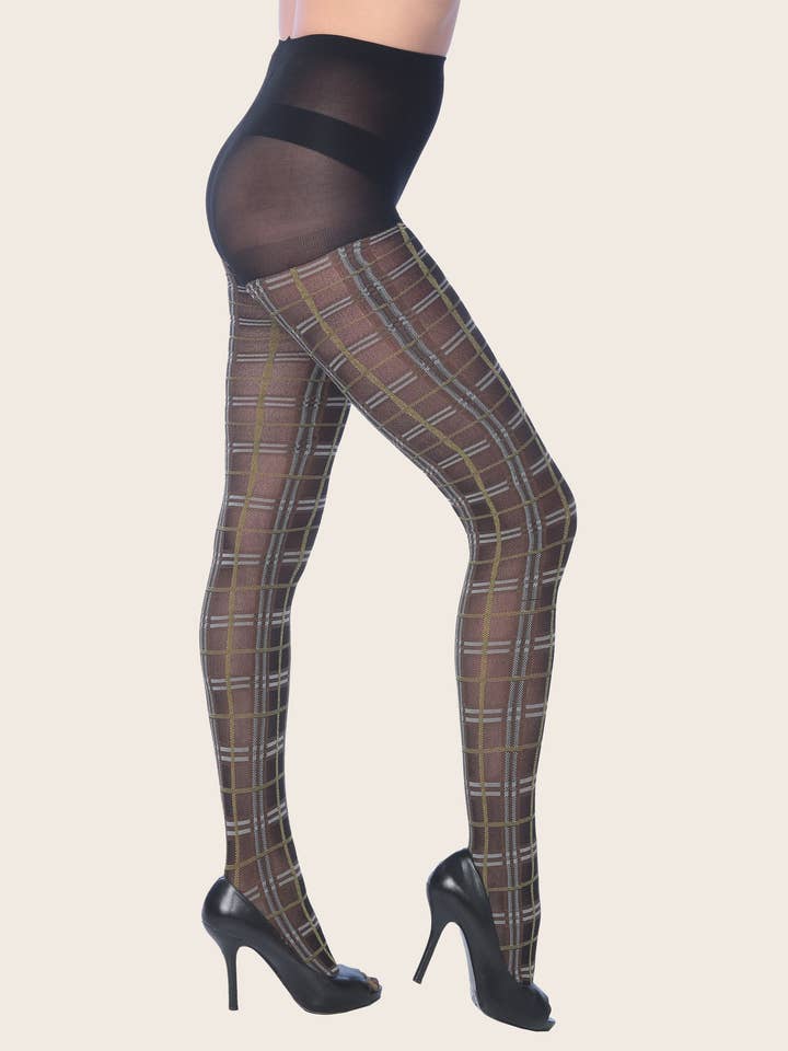 Isadora, Tipi toe, & James Fiallo - Wholesale Tights – Women's - Isadora Women Colored Checkered Sexy Fashion Tights2