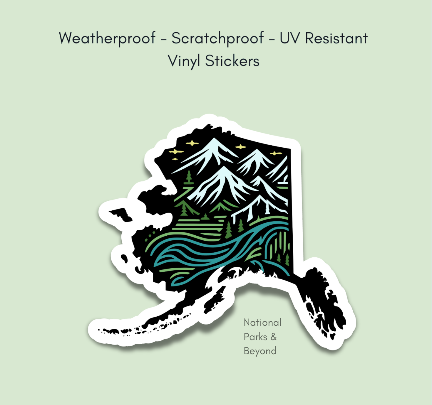 National Parks and Beyond - Wholesale Sticker - Alaska State Die Cut Simple 3” Vinyl Sticker2