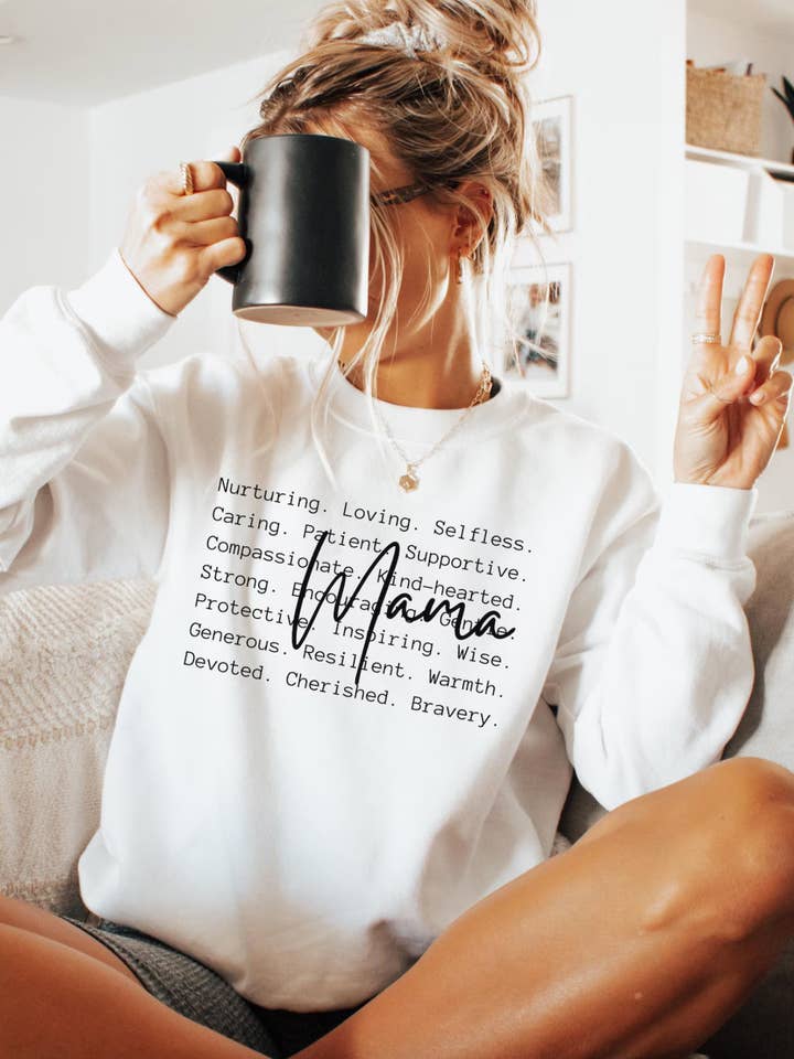 Mama Words Crewneck Sweatshirt  and other Purchase Wholesale mom tshirts. Free Returns & Net 60 Terms on Faire trending on Faire.