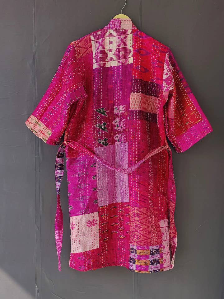bhavnas boutique – Engroshandel Morgenkåbe - Dame – Silke Sari kantha Kimono Kåber Dame Patchwork Jakke kimono