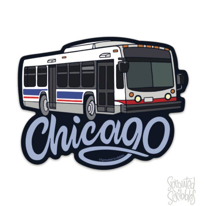 Autocollant Chicago | Bus | Décalcomanie en vinyle imperméable pour la vente par Sprouted Scribbles