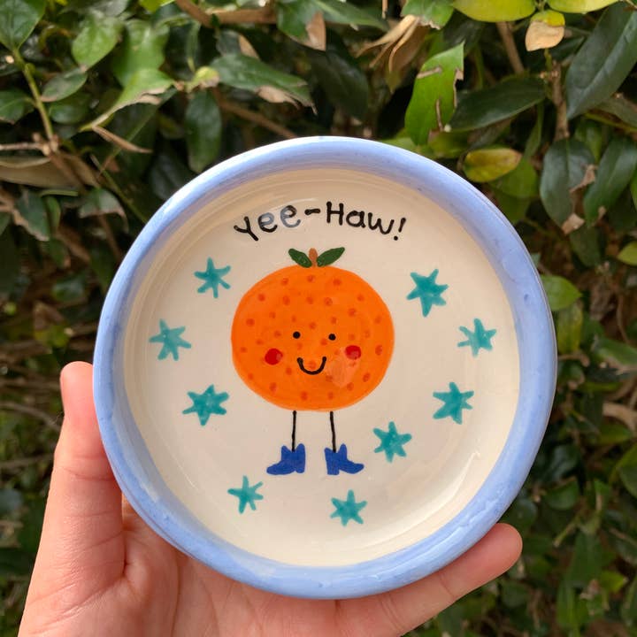 Orange Trinket Dish for wholesale by Howdy Ceramics
