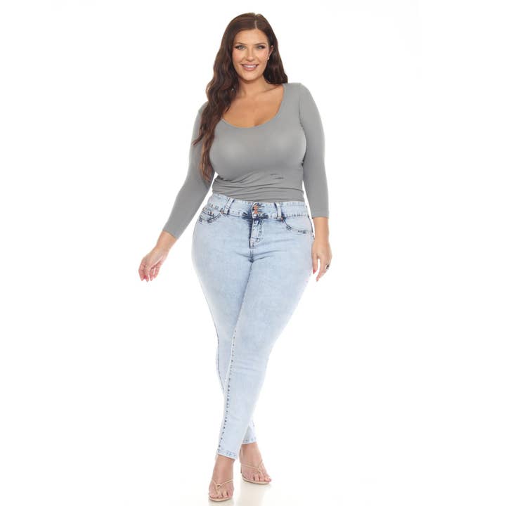 Plus Size Acid Wash Denim Jeans for wholesale on Faire