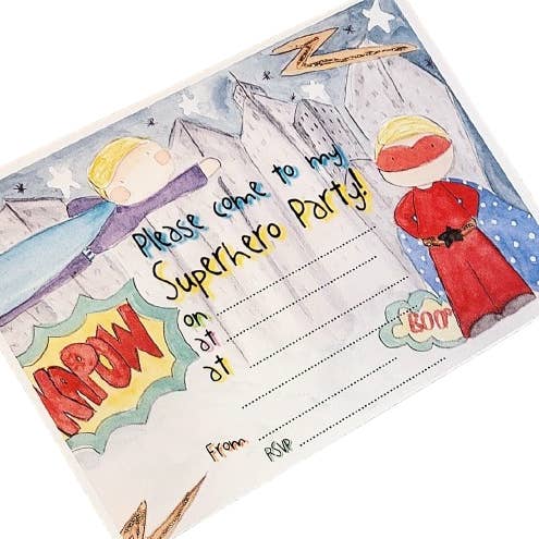 Invitaciones para fiestas de superhéroes para venta al por mayor de E.Gilbert Illustrations
