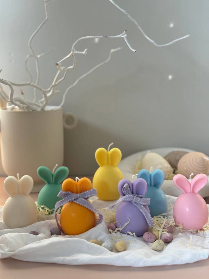 Easter Bunny Ears Egg Candles | Handmade Vegan Soy wax for wholesale by Maison Bohiti