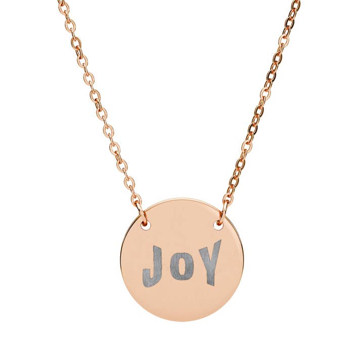 JOY Engraved Circle Necklace - Meaningful Jewelry Gift for wholesale by MARA Style
