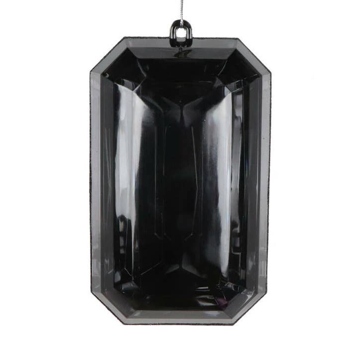 8″ Black Rectangle Jewel Glitter Ornament – Sparkling Acrylic Jewel for wholesale by RC Home Decor