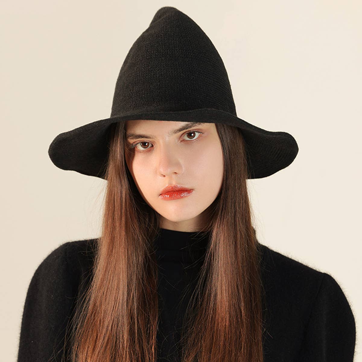 ACCITY - Wholesale Cloche Hat - Women's - Halloween Pointed Witch Hat, Knit & Foldable_CWAH061718