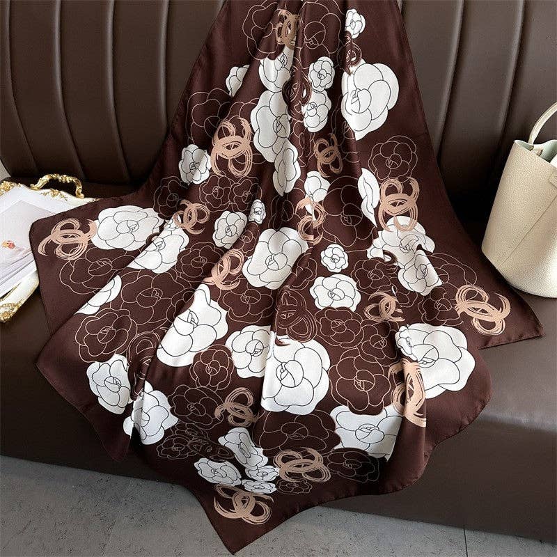 Mirazshoes WholeSale - Wholesale Scarf - Women's - Thin Print Square Silk Scarf3