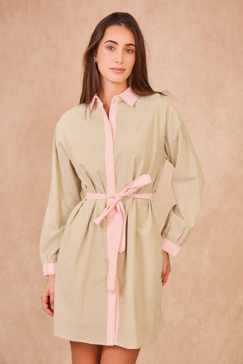 Calie Paris - Vendita all'ingrosso Vestito - Donna - DENISETTE Vestito camicia a righe – Chic senza sforzo7