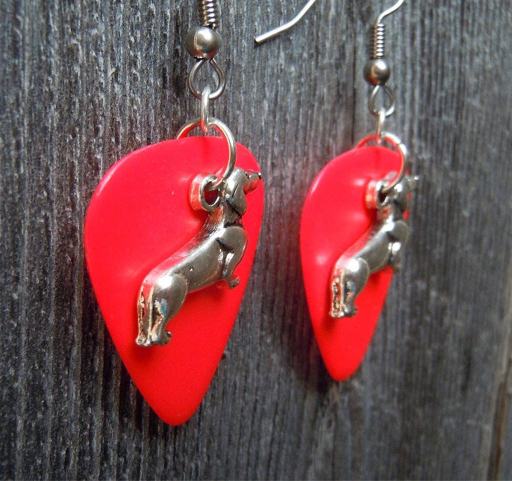 Simply Raevyn - Wholesale Dangle Earrings - Dachshund Charm Guitar Pick Earrings18