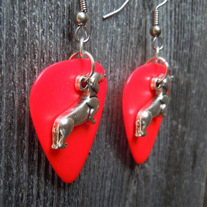 Simply Raevyn - Wholesale Dangle Earrings - Dachshund Charm Guitar Pick Earrings18