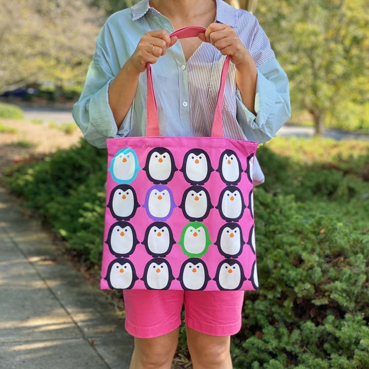 Ellison+Young - Wholesale Tote Bag - Women's - Let’s Hold Hands Penguin Canvas Tote8