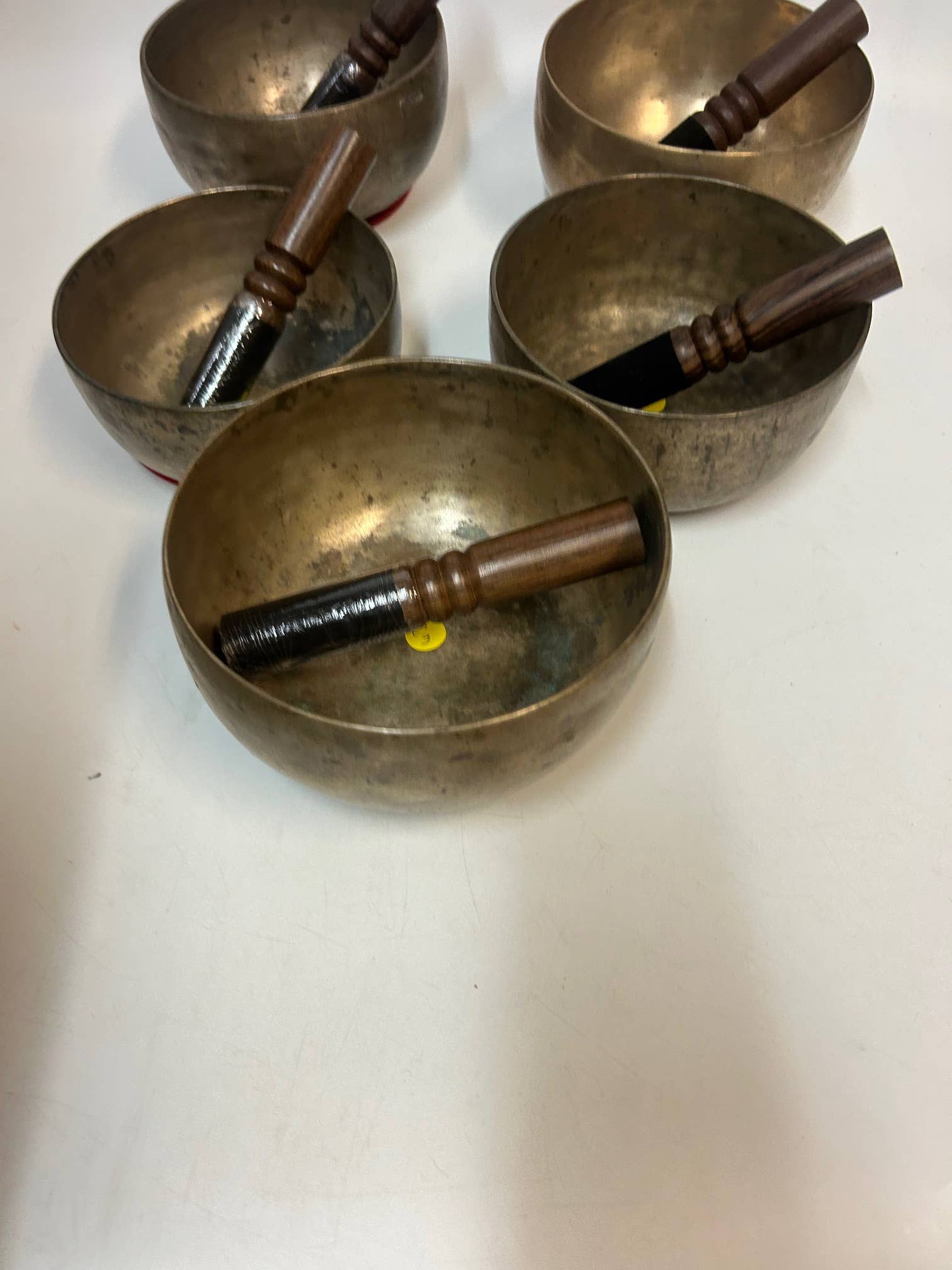 ART HIMALAYAN TRADING LTD - Wholesale Meditation Supplies - 5 piece High quality 7" Antique Handmade Yoga Singing bowl 5