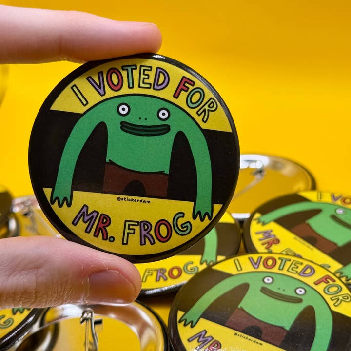 I Voted Mr. Frog | Pinback Button for wholesale by Sticker Dam