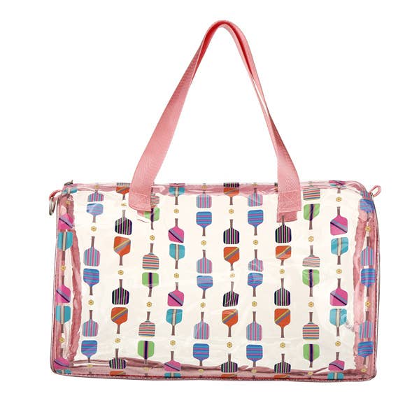 Ladies Clear See Thru Pickle Ball Paddle Printed Satchel Bag for wholesale by Nima Accessories Inc