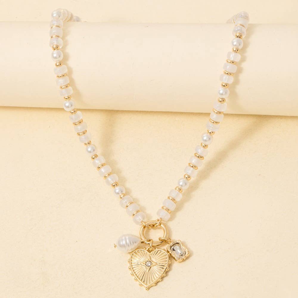 Anarchy Street - Wholesale Pendant/Charm Necklace - Pearl And Heart Pendants Acetate Beaded Necklace5