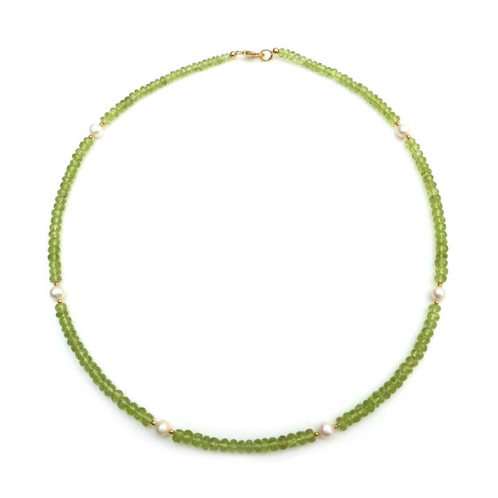 Naturlig peridot med pärlor i halsband av sterlingsilver för wholesale av Fine Facets