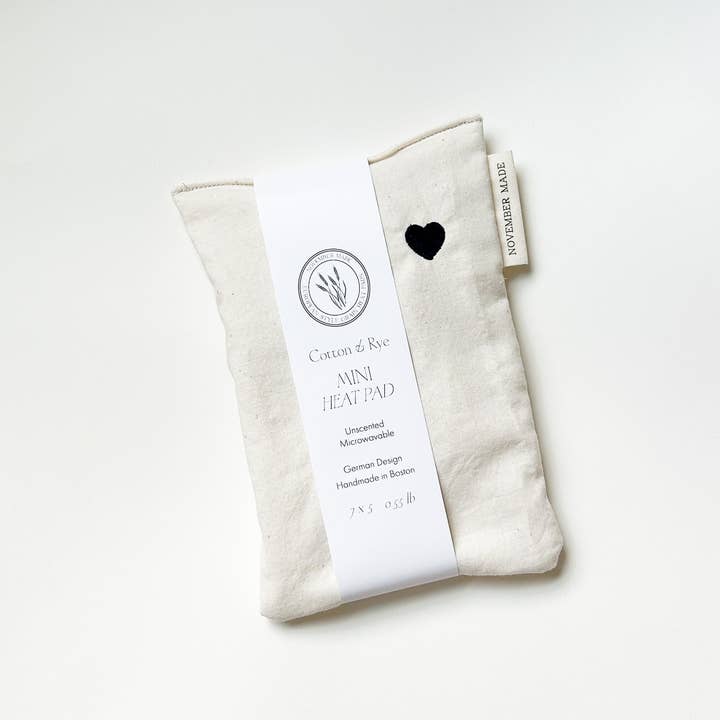 November Made - Wholesale Heating Pad - Neutral Mini Heart Heat Pad - Embroidered