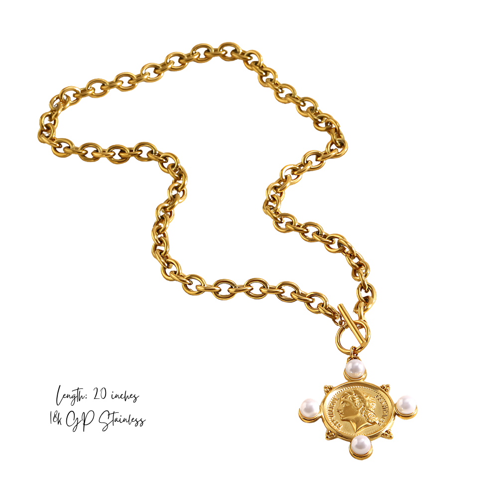 Deep South Originals Inc. - Wholesale Pendant/Charm Necklace - Coin & Pearl Medallion Necklace1