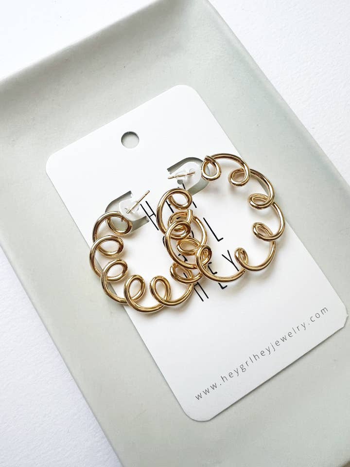 The Spiral Hoop Earrings for wholesale by Hey Grl Hey Jewelry
