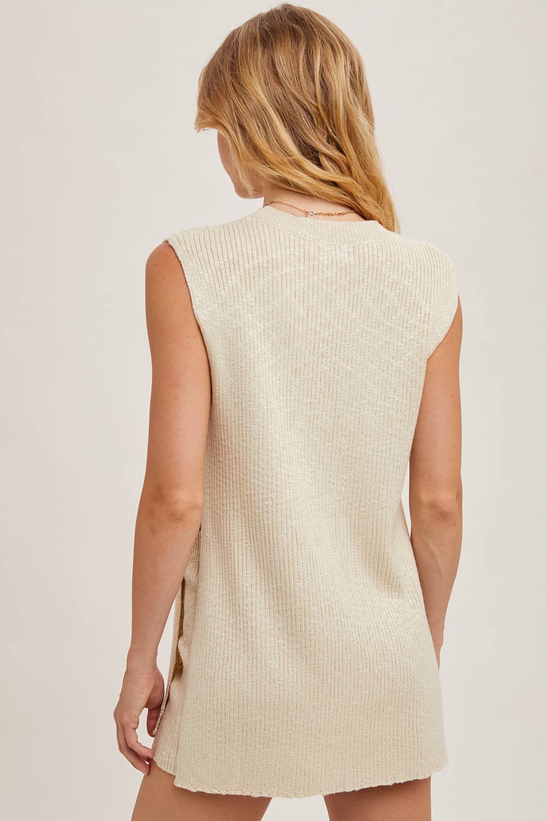 Bluivy - Wholesale Lounge Set - Women's - SLEEVELESS SIDE SLIT & SHORT KNIT SWEATER SET39