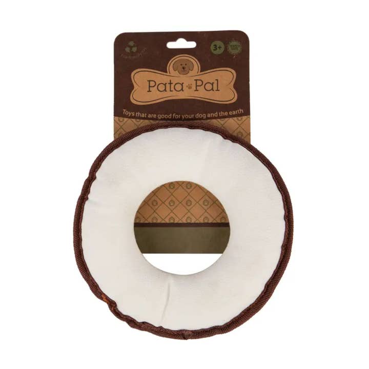 Cotton Canvas Squeaky Dog Chew Toy – White Round Disk for wholesale by Pata Pal Pet Toys