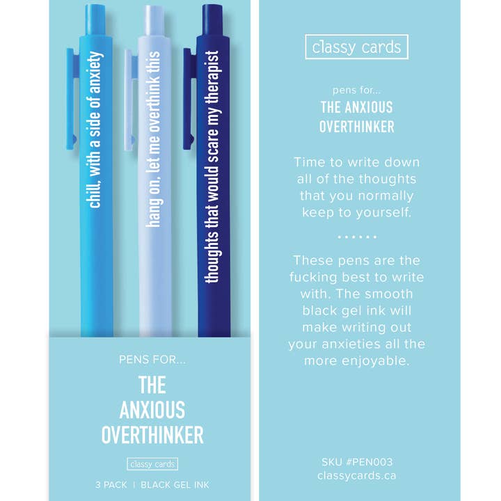 Classy Cards Creative - Wholesale Pen - Anxious Overthinker Pens1