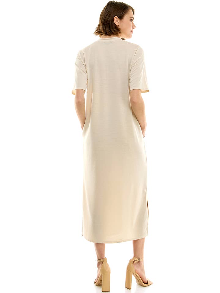 Azules Clothing - Wholesale Dress - Women's - 8272FT | Luxe Comfort French Terry Midi Dress | Made in USA