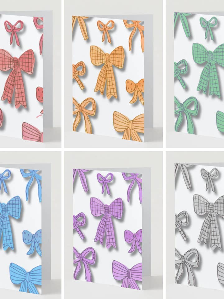 Watercolor Bow Greeting Cards – Set of 6 Designs for wholesale by This is Serious Business