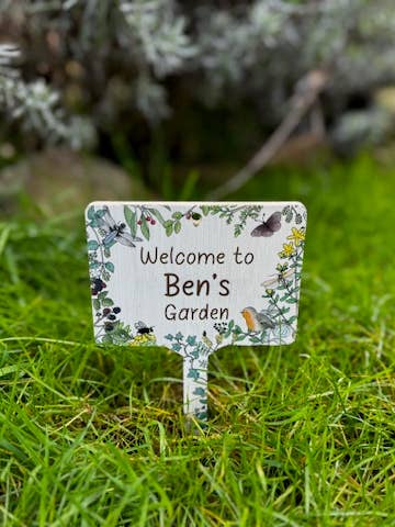 Cartel personalizado de bambú con la bienvenida a mi jardín de Ben para venta al por mayor de Gifted Wholesale Ltd