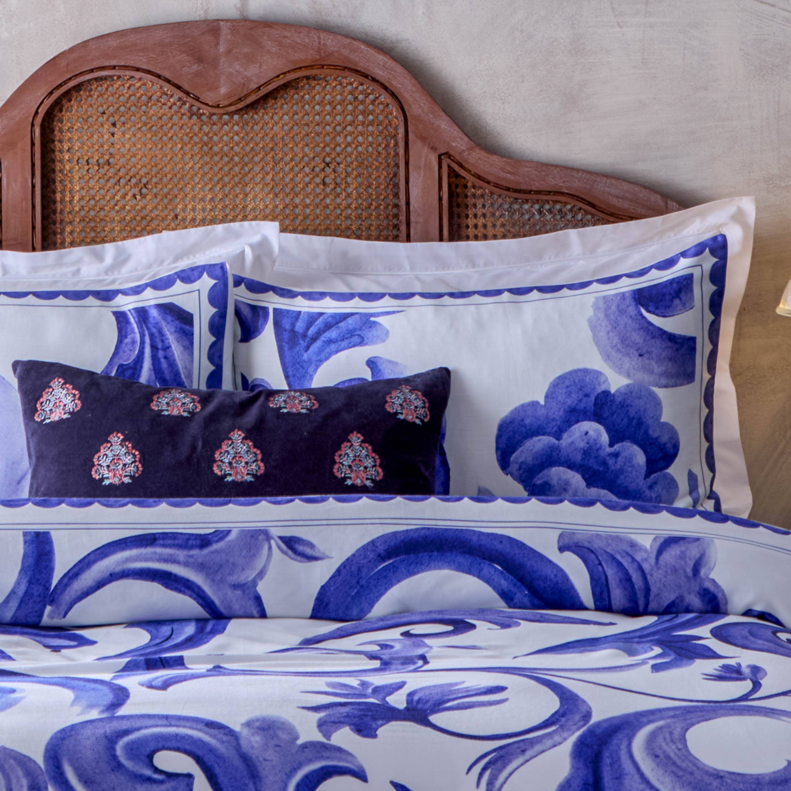 Azzurro Printed Cotton Pillowcase Pair Blue for wholesale on Faire1