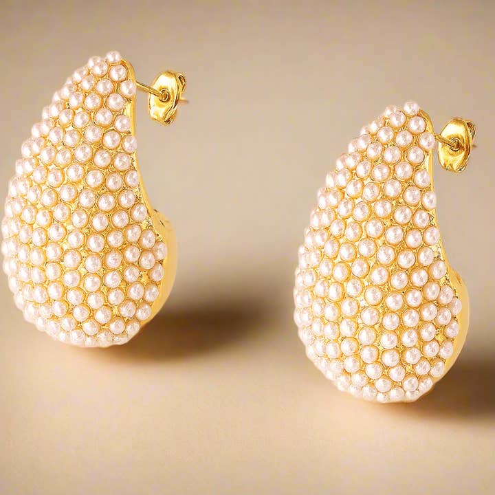 Gold Lunar – wholesale Dangle earrings – Pearl Dome Earrings 18k Gold PVD Waterproof Anti-tarnish0