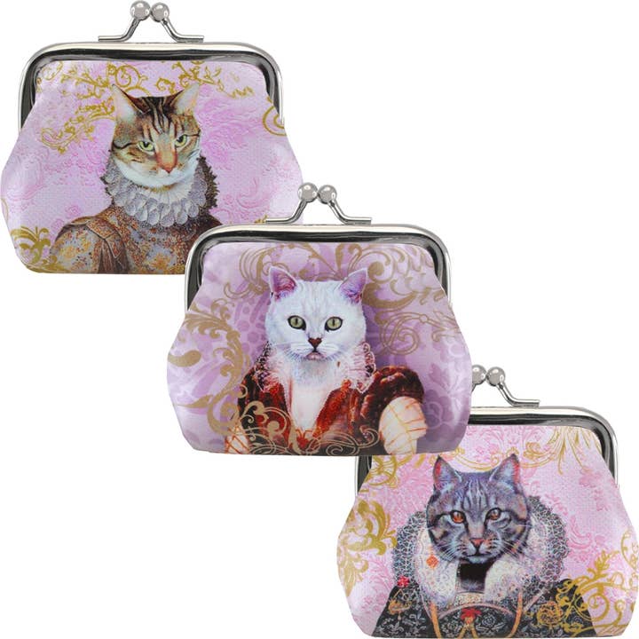 World Buyers - Wholesale Coin Purse - Women's - Feline Portrait Clasp Coin Purses - KA366WB