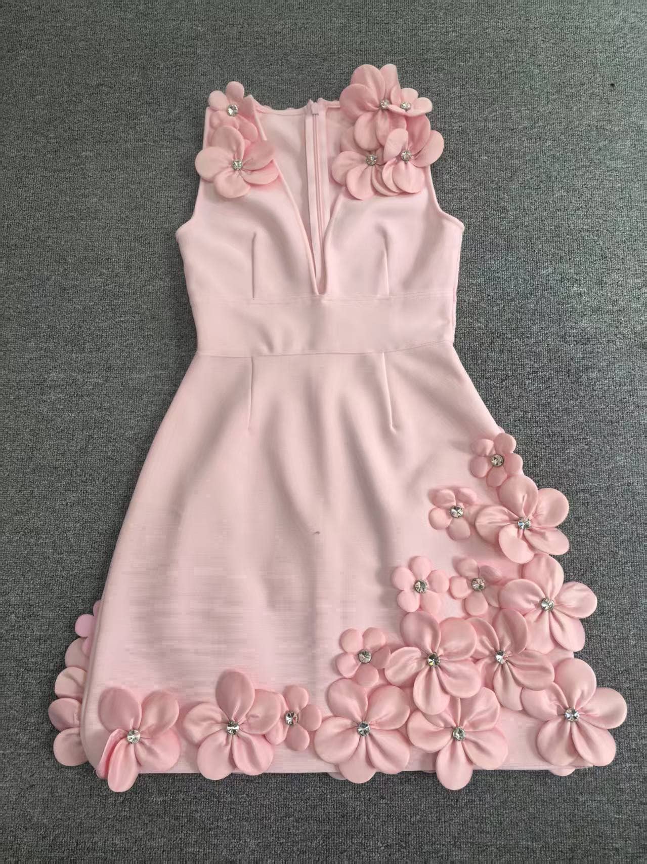 Productseeker - Wholesale Dress - Women's - DR524Y Suspender Mini Dress with Contrast 3D Floral Designs11